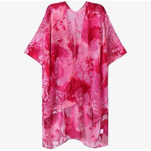 NEW Burnout Velvet Kimono Duster Long Cardigan Cover Up Outfit One Size